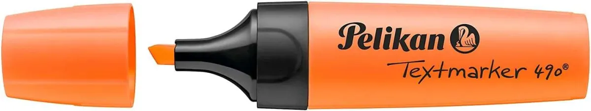 Pelikan Subrayador Textmarker 490 - Base De Agua - 3 Anchos De Trazo - Color Naranja Fluorescente