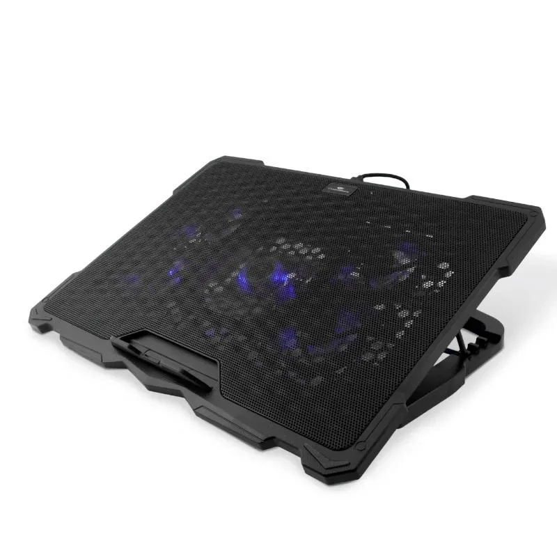 Coolbox Base De Refrigeración Para Portátiles Hasta 17" Con 5 Ventiladores LED Azul Y 4 Alturas