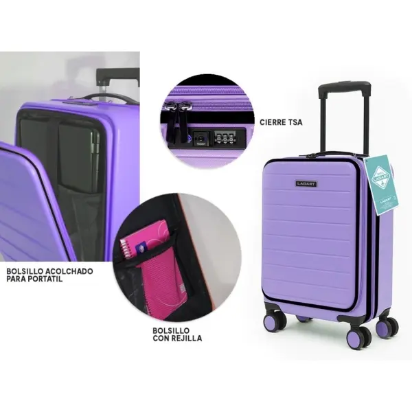 Lagart Maleta Trolley Pocket Cabina Rígida 20” 55x34x25cm Color Lila Pastel