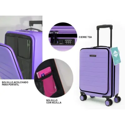 Lagart Maleta Trolley Pocket Cabina Rígida 20” 55x34x25cm Color Lila Pastel