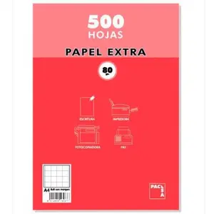 Pacsa Paquete Papel Extra A4 80g 500H 8x8mm Sin Taladros Blanco