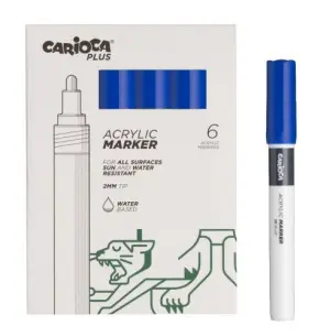 Carioca Pack de 6 Marcadores Acrílicos Punta 2mm Color Azul