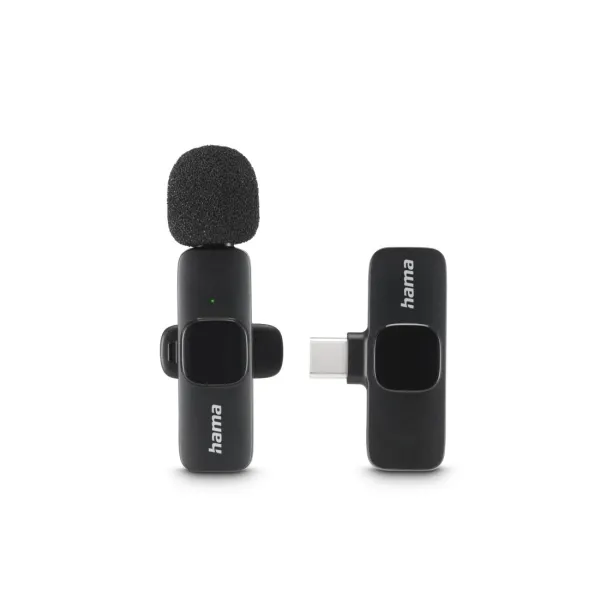 Hama Microfono De Solapa Inalambrico - 2200 Ohm - Usb-C - Sujeccion Con Clip - Color Negro