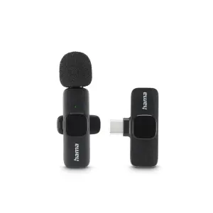 Hama Micrófono de Solapa Inalámbrico USB-C 2200 Ohm con Clip Negro
