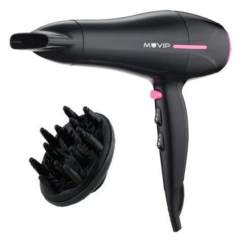 Muvip Secador De Pelo 2200W - Motor Dc - 2 Velocidades Y 3 Temperaturas - Boton Aire Frio - Gancho Para Colgar