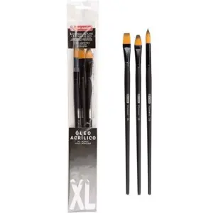 Talens Set de Pinceles de Fibra Sintética para Óleo y Acrílico XL - 3 Unidades