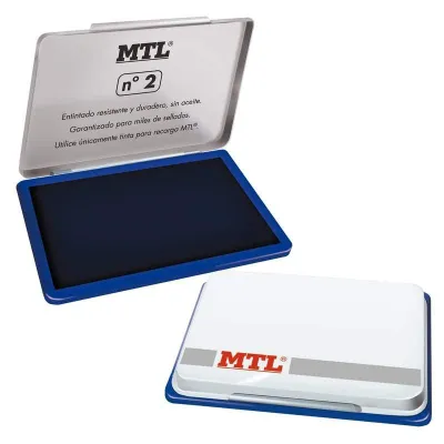 Mtl Tampón Metálico Para Sellado Nº2 122X84X14mm Con Almohadilla Entintada Azul