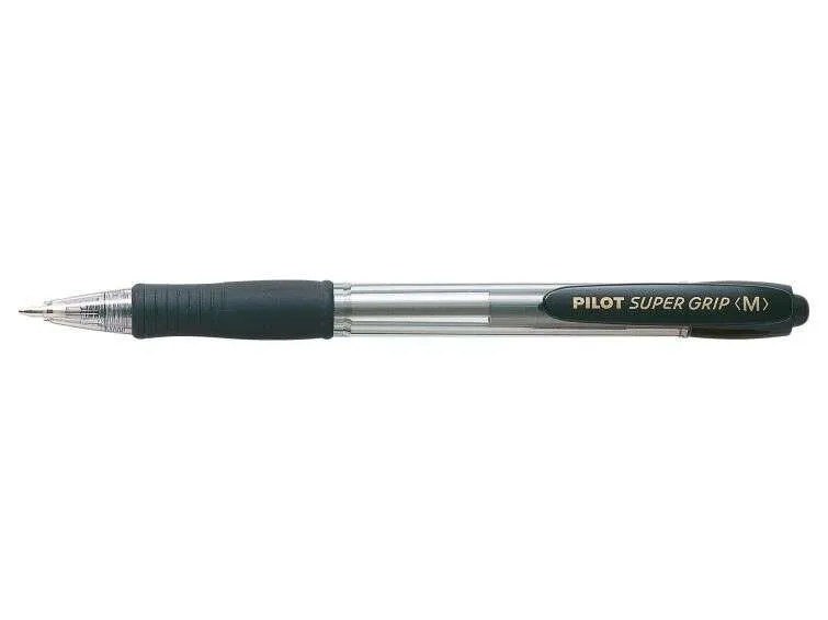 Pilot Boligrafo De Bola Retractil Supergrip - Punta Redonda 1.0Mm - Trazo 0.27Mm - Tinta De Aceite - Grip Ergonomico - Color Negro