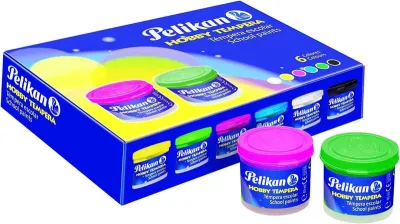 Pelikan Pack de 6 Botes de Témpera 40ml con Pincel - Colores Surtidos
