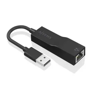 Aisens Conversor USB 3.0 a Ethernet Gigabit 10/100/1000 Mbps - 15cm - Negro