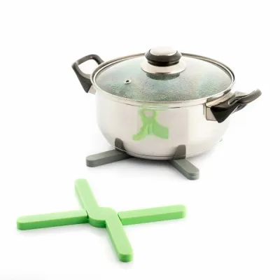 InnovaGoods Pack de 2 Salvamanteles de Silicona Plegables Antideslizantes 20x20cm Verde y Gris