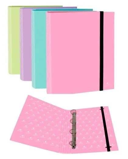 Mariola Carpeta Anillas Mixtas 4X25Mm C/Goma Folio Cartón Forrado C/Surtidos Pastel