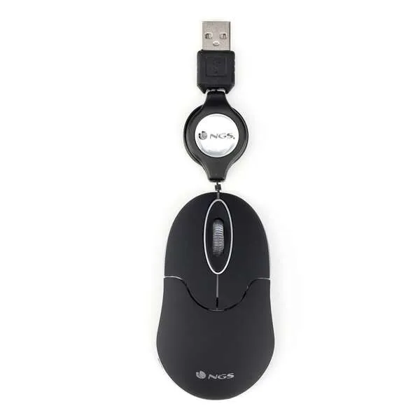 NGS Mouse Negro Para Portátil Con Cable Retráctil
