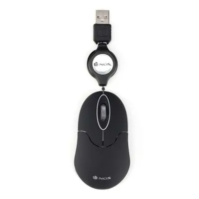 NGS Mouse Negro Para Portátil Con Cable Retráctil