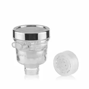 Innovagoods Faukko Ecogrifo con Filtro Purificador de Agua - Ahorro Agua - Facil Instalacion - Libre de BPA - Incluye Filtro - Vida Util hasta 12 Meses - Color Plateado y Transparente