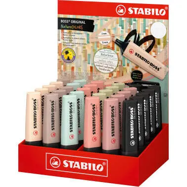Stabilo Boss Naturecolors Expositor 30 Marcadores Tinta Base Agua Trazo 2-5mm