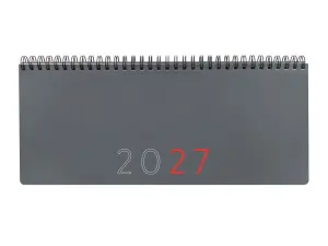 Finocam Planificador Sobremesa Internacional Anual 2027 Semana Vista Vertical 290x116mm Espiral Doble Tapa Polipropileno Color Gris
