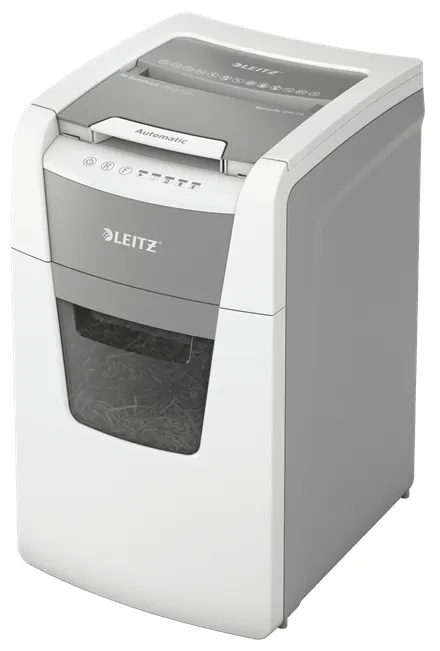 Leitz IQ 150 Autofeed P4 Destructora Automatica de Papel Corte en Particulas P-4 - Autoalimentacion 150 Hojas, Manual 8 Hojas - Papelera de 44L - Color Blanco