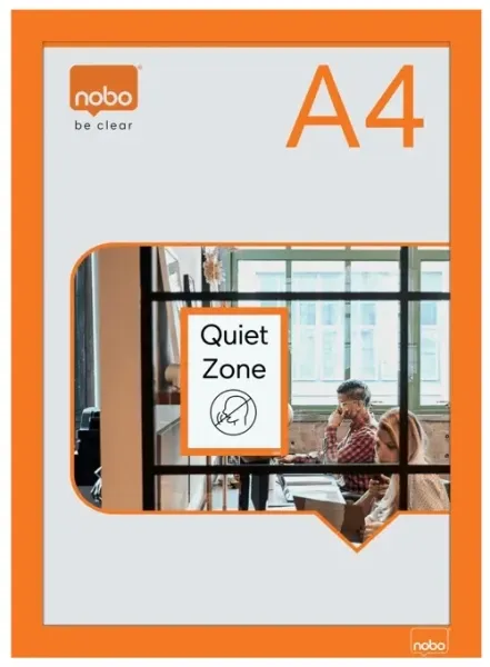 Nobo Pack de 2 Marcos Autoadhesivos Magnéticos A4 Naranja Vertical u Horizontal