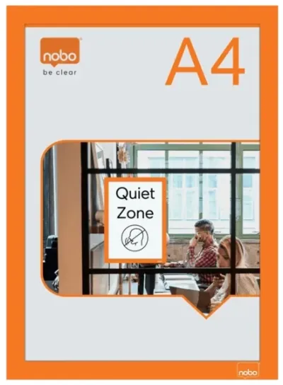 Nobo Pack de 2 Marcos Autoadhesivos Magnéticos A4 Naranja Vertical u Horizontal