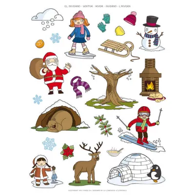Apli Gomets Temáticos Invierno - 276 Gomets en 12 Hojas - Adhesivo Removible