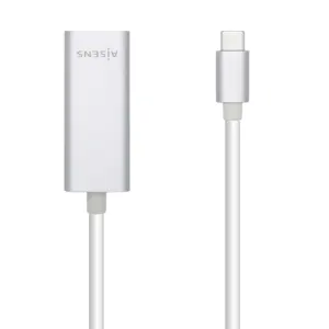 Aisens Adaptador USB 3.1 Gen 1 USB-C a Ethernet Gigabit 10/100/1000 Mbps - 15cm - Plata