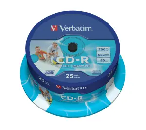 Verbatim CD-R AZO 700MB 52X 25 Pack Spindle Inkjet Printable