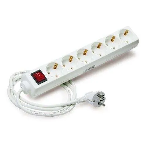 Elbat Regleta Alimentacion - 6 Tomas Schuko - Interruptor On/Off - Cable De 1.50M
