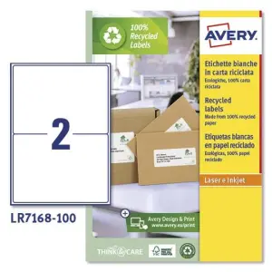 Avery Etiquetas Adhesivas Para Envíos 199,6x143,5mm Inkjet/Láser 100% Reciclado Blanco 2x100h