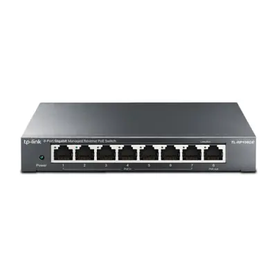 SWITCH GESTIONABLE REVERSE POE TP-LINK RP108GE 7ENTRADAS POE Y 1SALIDA POE GIGABIT 1PUERTO DE SALIDA CC CONMUTABLE A 5V Y 12V