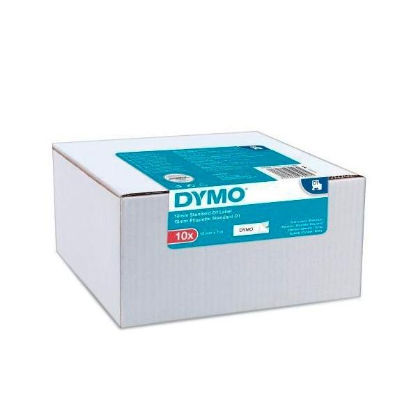 Dymo D1 Cinta Autoadhesiva Estándar, Negro Sobre Blanco, 12Mmx7M, Pack De 10 S0720530 (45013)