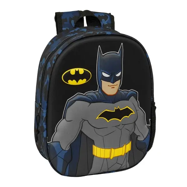 Safta Mochila 3D Batman con Portabotellas, Hombreras Acolchadas, 27x33x10cm, Negro