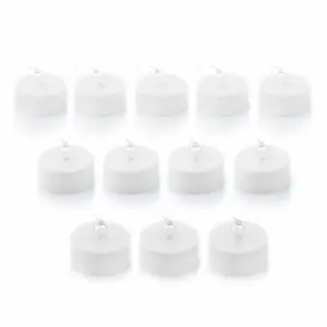 Innovagoods Romandle Pack de 12 Velas de Te LED - Luz Calida - Efecto Llama - Duracion hasta 75min - Pack de 2 Set de Velas de Te LED - 3.7x3.5cm - Color Blanco