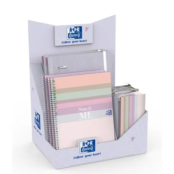 Oxford Expositor con 14 Productos: 4 Carpetas A4+, 5 Cuadernos A5+, 4 Estuches Triangulares