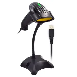 Ewent EW3400 Lector de Código de Barras 1D Láser USB - 150 Lecturas/Sec - Base Manos Libres - Negro