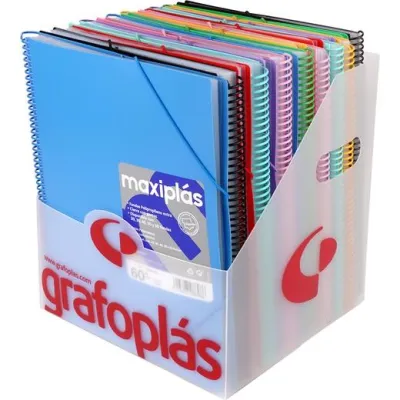 Grafoplás Carpeta Con Fundas Maxiplás Surtidas A4 Con Sobre PP Rígido Opaco 16 Ud