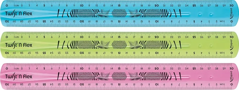 Maped Twist´n Flex Regla De Flexible 30Cm - Irrompible - Doble Graduacion - Colores Aleatorios Azul, Rosa Y Verde