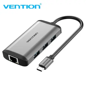 Vention Docking Station 6 en 1 USB-C a HDMI 4K, 3xUSB 3.0, RJ45, PD 87W, 0.15m, Gris