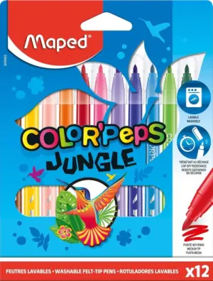Maped Rotuladores Color'Peps Jungle Estuche de 12 Surtidos