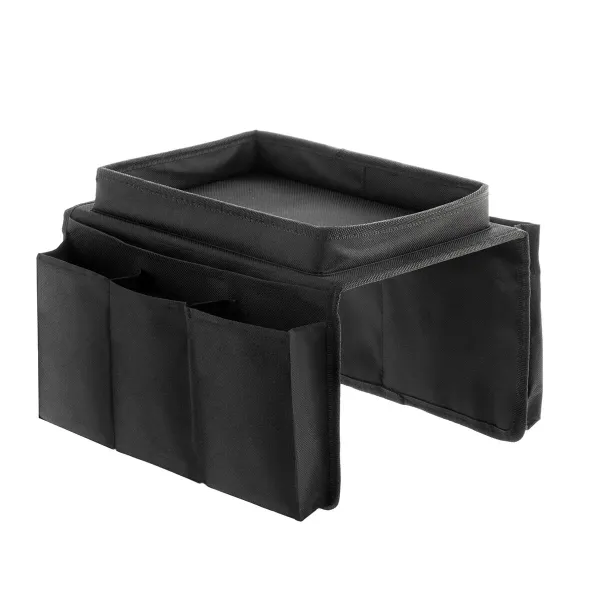 Innovagoods Bandeja Para Sofa 2 En 1 - Multifuncion - Organizador De Mandos Con 6 Compartimentos - Superficie Bandeja 26X17Cm - 54X31X4Cm - Color Negro