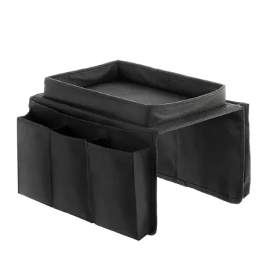 InnovaGoods Bandeja Para Sofá 2 En 1 - Organizador De Mandos Con 6 Compartimentos - 26x17cm - Color Negro
