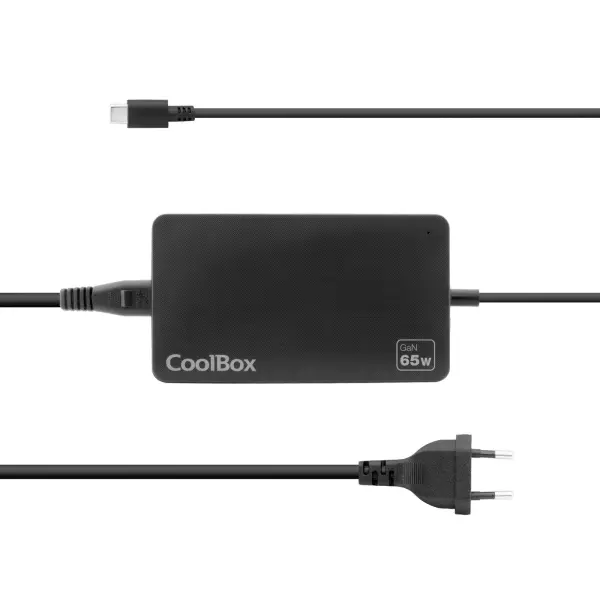 Coolbox NB65 Cargador de Pared GaN 65W USB-C PD3.0 Carga Rápida Automática Negro