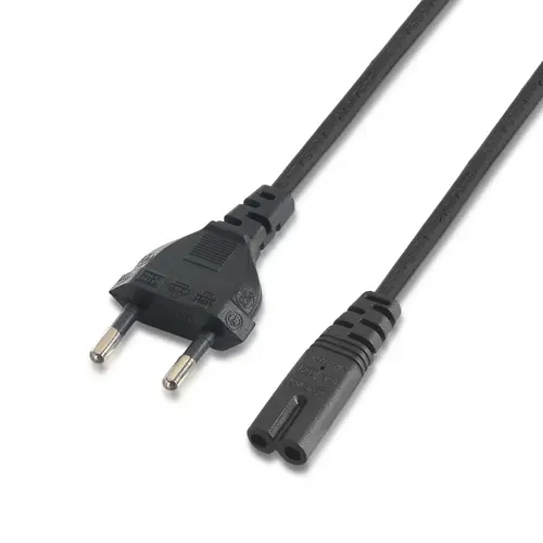 Aisens Cable Alimentacion Forma 8 - Cee7/16/M-C7/H - 1.5M - 100% Cobre Puro Awg18 - Color Negro