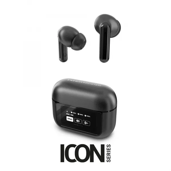 Energy Sistem Auriculares True Wireless - Pantalla En Estuche - Anc - Modo Transparencia - Baja Latencia - Ipx5 - 30H De Reproduccion - Color Negro