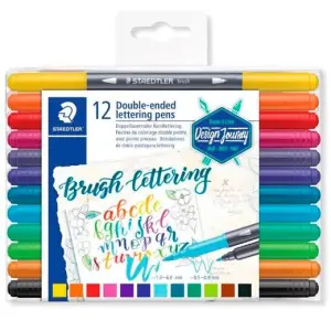Staedtler Rotuladores Brush Lettering Doble Punta Fina/Pincel Estuche 12 Ud