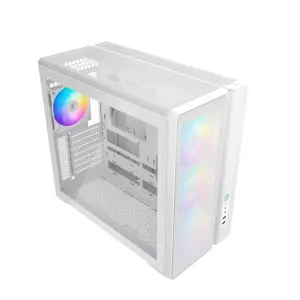 Sama S50 Caja Torre ATX Cristal Templado, 2 x USB-A 3.0, 1 x USB-C 3.2, 4 Ventiladores ARGB, Blanco