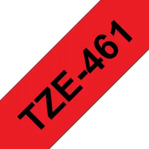 Brother TZe461 Cinta Laminada Etiquetas Negro sobre Rojo 36mm x 8m