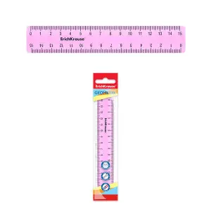 ErichKrause Regla Pastel Rosa 15cm en Bolsa de Polietileno