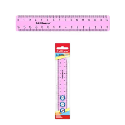 ErichKrause Regla Pastel Rosa 15cm en Bolsa de Polietileno