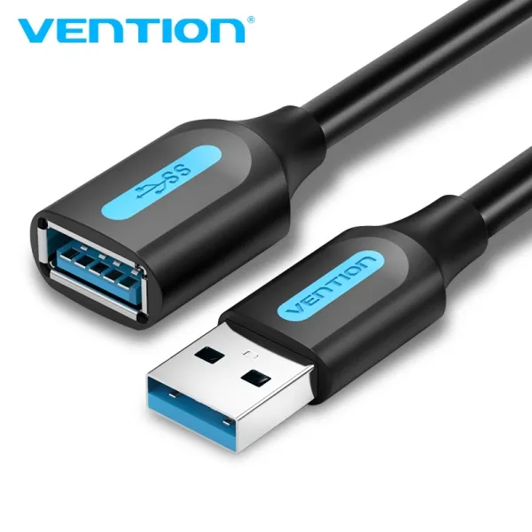 Vention Cabletech Pro Extensor Usb 3.0 - Alta Velocidad De Transferencia - Conductor De Cobre - Conexion Segura Y Estable - Color Negro